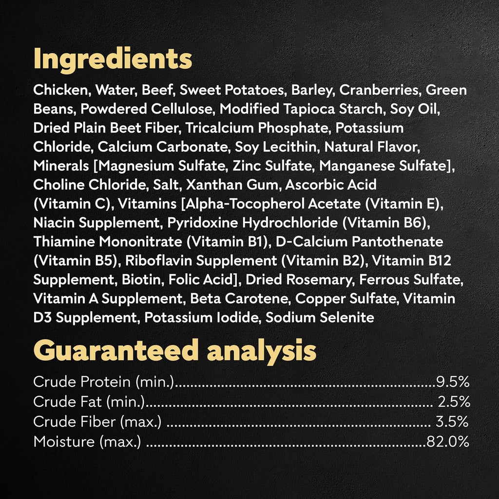 Cesar luxury wet dog food chicken and beef recipe texture close up