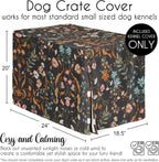 Close up of botanical wildflower print on dog crate cover