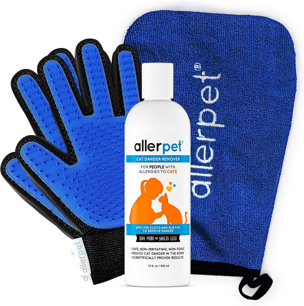 Allerpet Cat Dander Remover twelve ounce bottle front view for pet allergy relief.