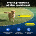 Portable wireless pet containment transmitter unit showing boundary control dial