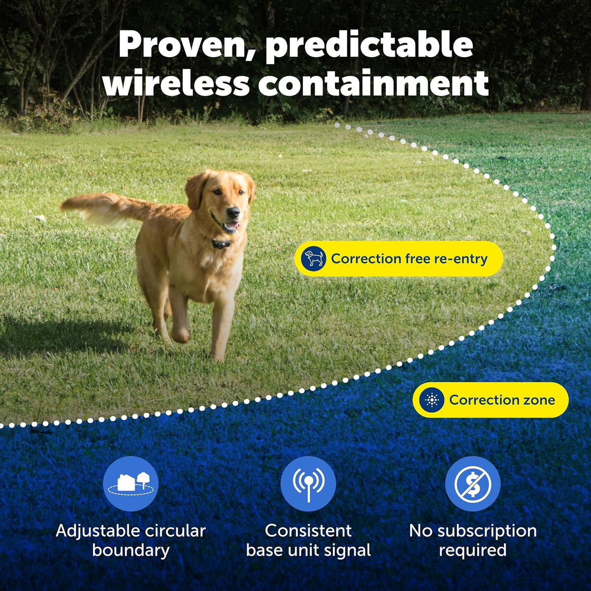 Portable wireless pet containment transmitter unit showing boundary control dial