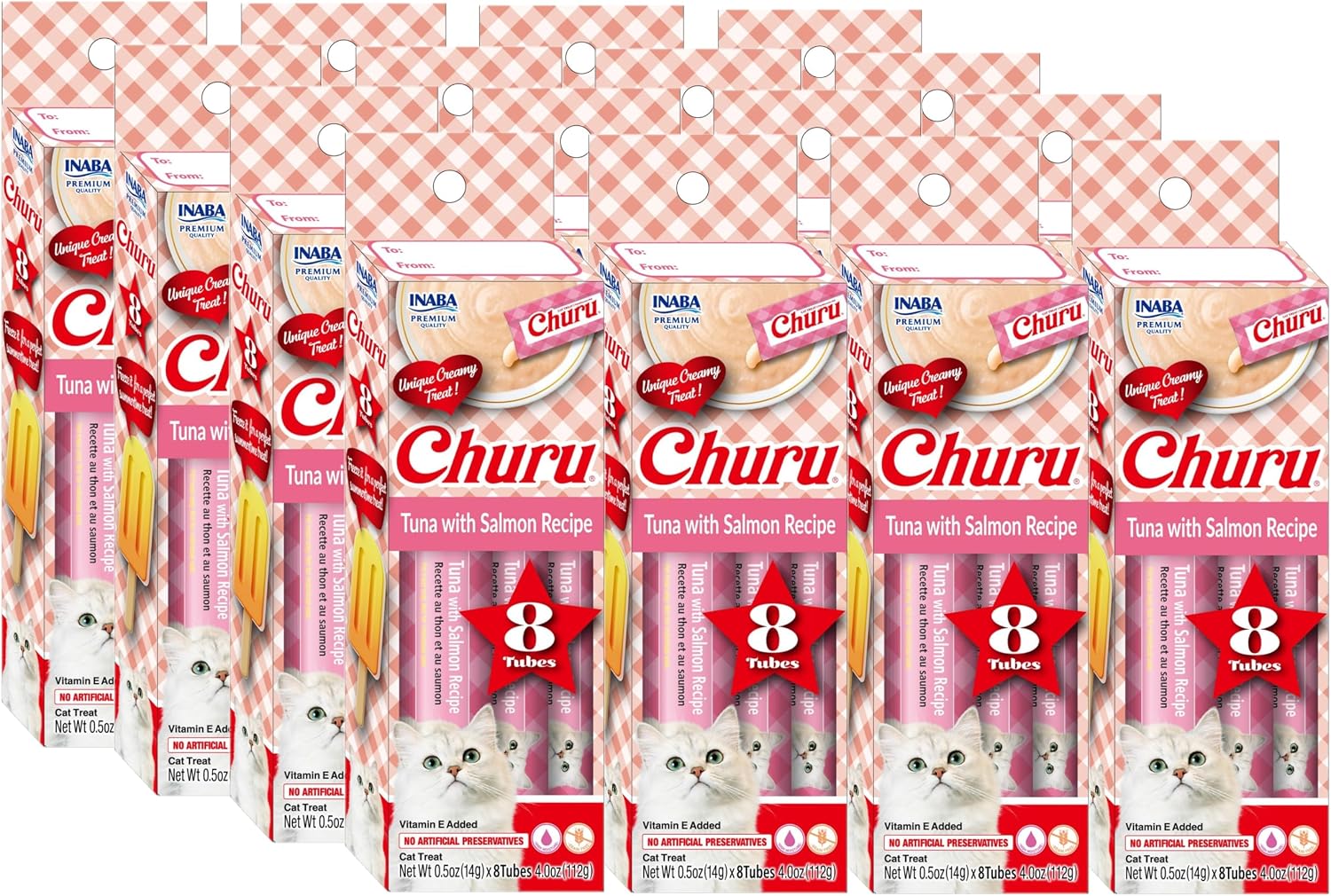 INABA Churu Lickable Pure Natural Cat Treats Gift Box - Salmon Recipe, 32 Tubes (4 Gift Boxes of 8 Tubes Each) - Image 13