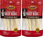 Durable beef hide dog chew rolls back label view