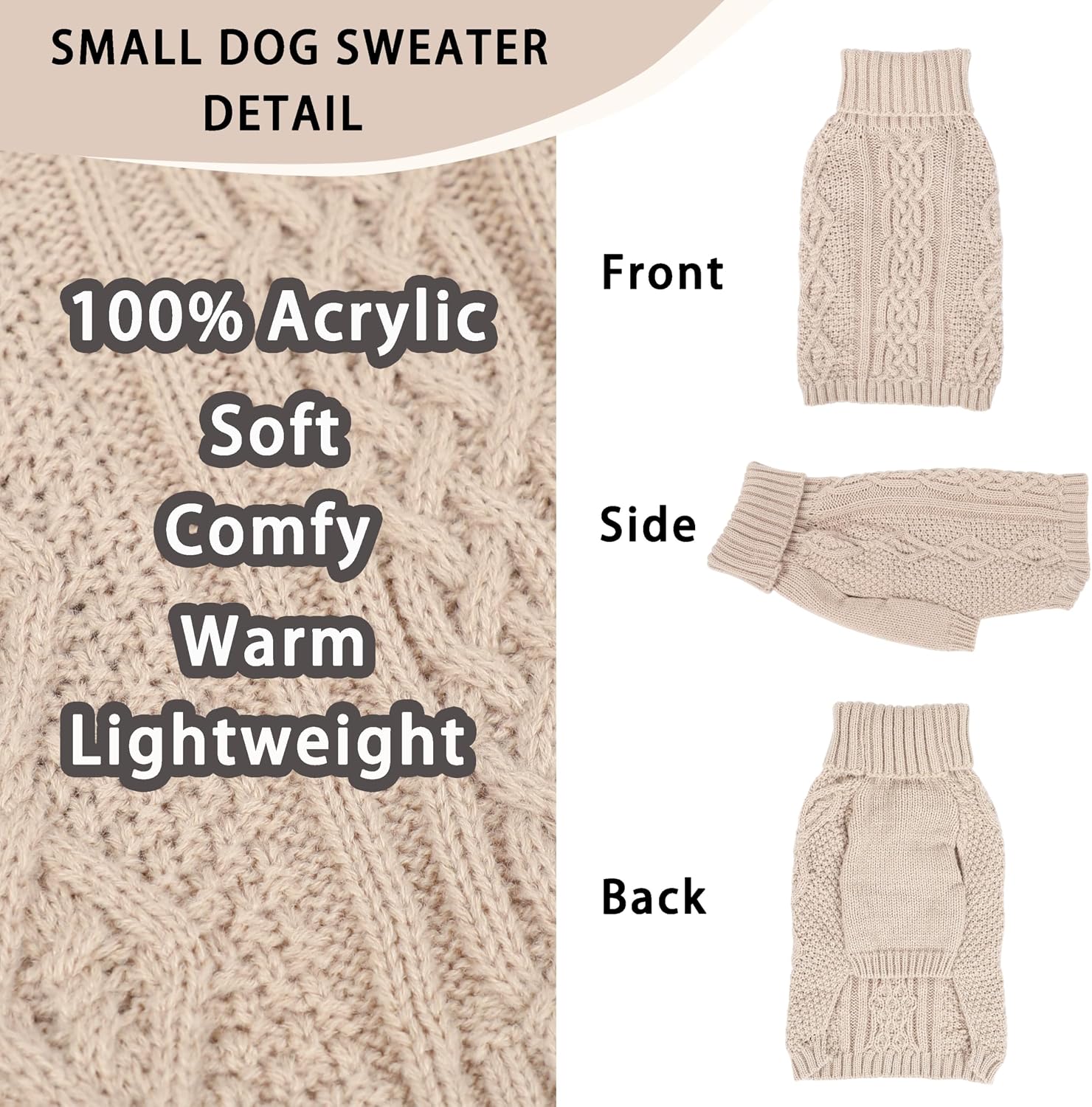Soft and highly elastic ribbed neckline on the premium puppy sweater.