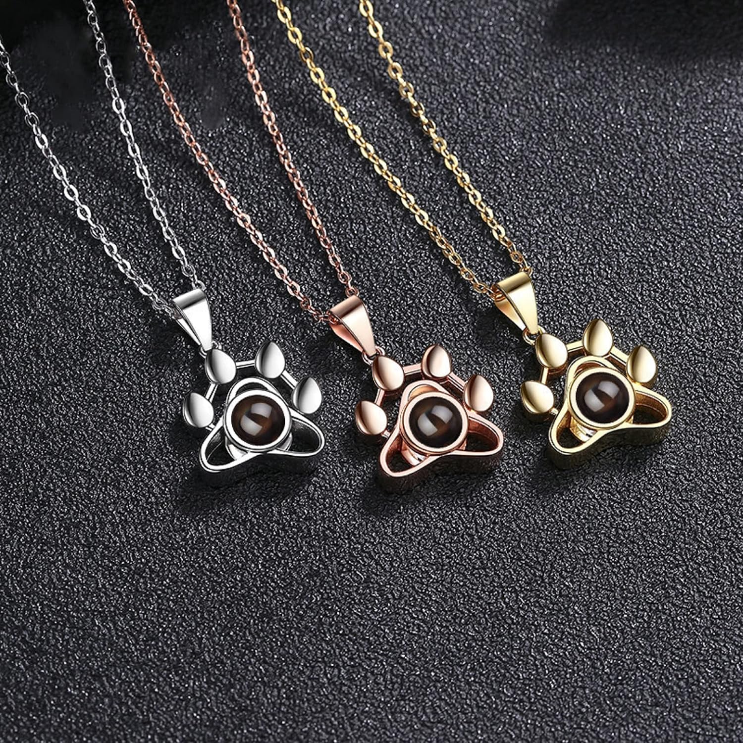Getname Necklace dog and cat paw print design necklace cast in premium polished silver.