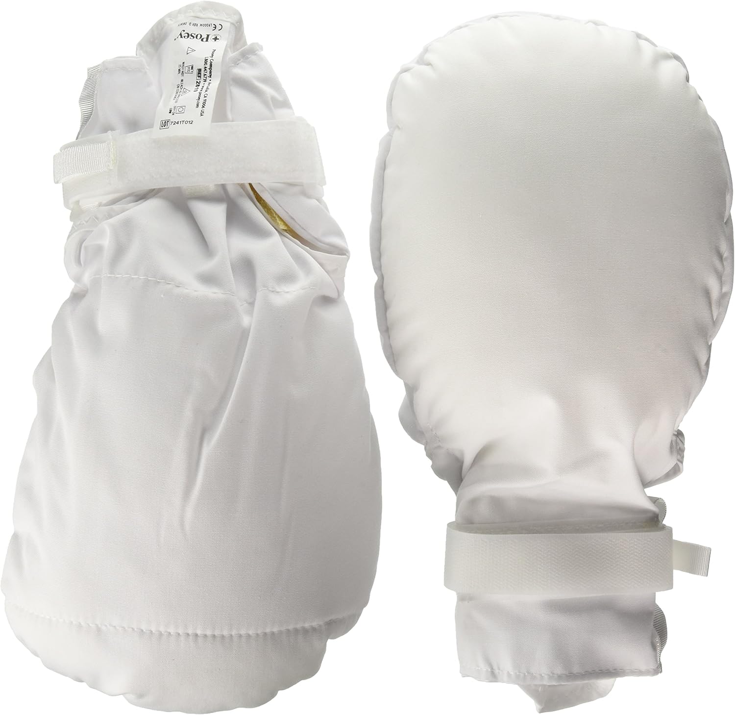 Posey 2819 Double-Security Mitts front view showing double-padded palm and secure wrist straps for patient safety.