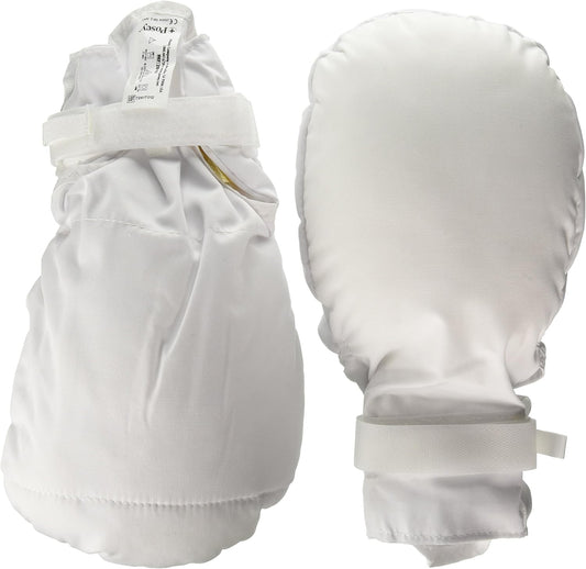 Posey 2819 Double-Security Mitts front view showing double-padded palm and secure wrist straps for patient safety.