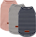 3Pack Dog Shirt Cotton Striped T-Shirts Stretchy Comfortable Pet Vest for Puppy and Cat Super Soft Dog Shirts Vest Sleeveless Breathable Basic Clothes for Small Medium Large Boy Girl Dogs - Image 11