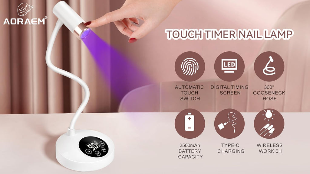 Aoraem UV LED nail lamp packaging and contents overview