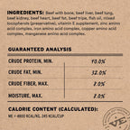 Vital Essentials limited ingredient grain free raw beef dog food back label