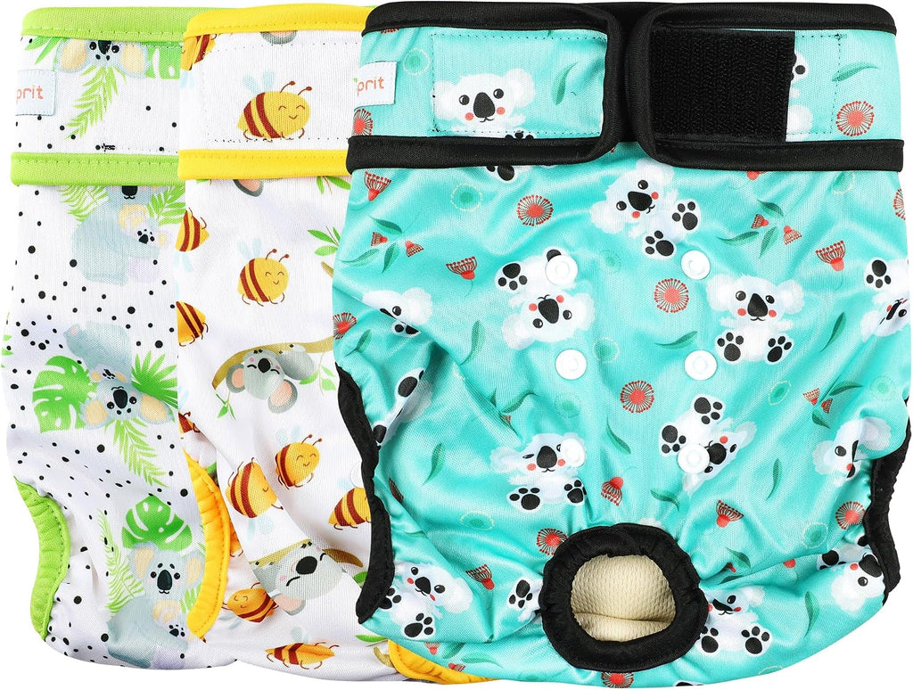 Langsprit Washable Female Dog Diapers (3 Pack) - Doggie Reusable Small Medium Large Dog Diapers for Doggy Puppy Female in Period - Highly Absorbent Dog Heat Panties (Medium,Rabbit, Owl, Lion) - Image 12