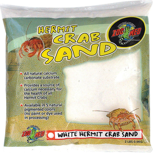 Zoo Med Hermit Crab Calcium Sand White 2 Pounds front view for reptile enclosures