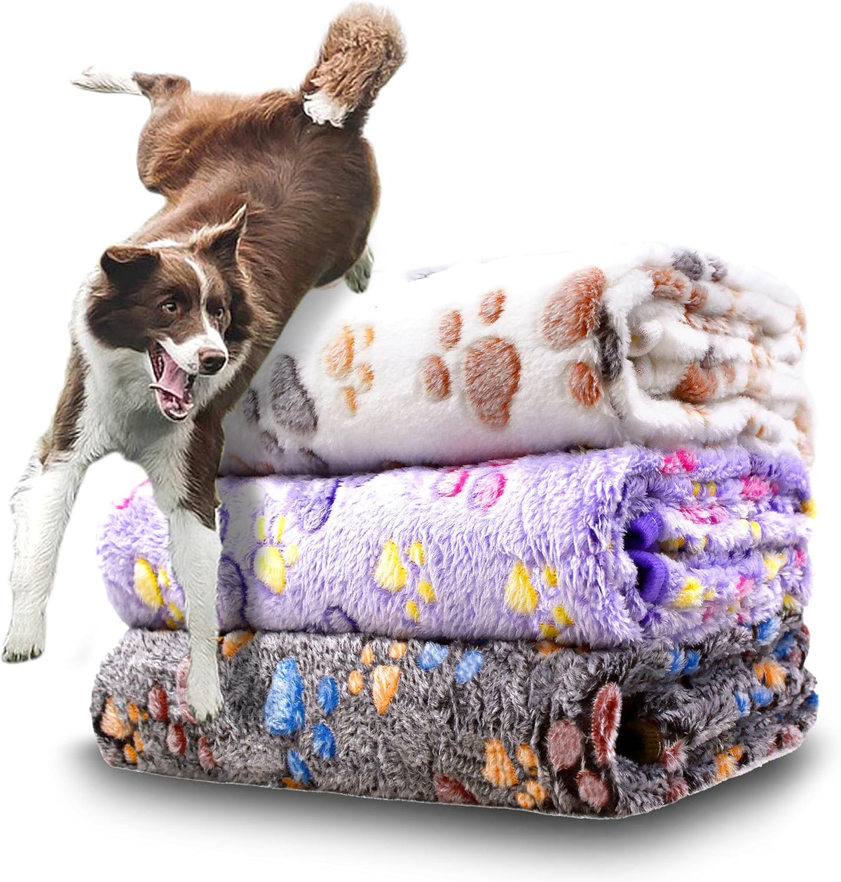 Dog Blankets for Medium Large Dogs, 3 Pack Dog Blanket Washable 41" x 31", Fuzzy Soft Pet Mat Throw Cover for Kennel Crate Bed, Cute Paw Pattern, Cat Blanket, Blankets for Dogs, Pet Blanket - Image 10