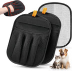 Detailed view of breathable mesh fabric on grooming mitt