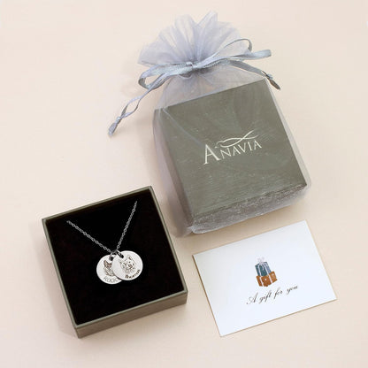 Anavia pet memorial necklace being worn to demonstrate the length of the sixteen inch chain