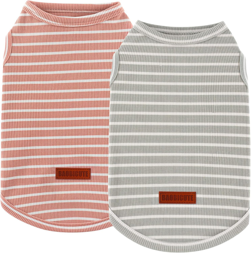 3Pack Dog Shirt Cotton Striped T-Shirts Stretchy Comfortable Pet Vest for Puppy and Cat Super Soft Dog Shirts Vest Sleeveless Breathable Basic Clothes for Small Medium Large Boy Girl Dogs - Image 13