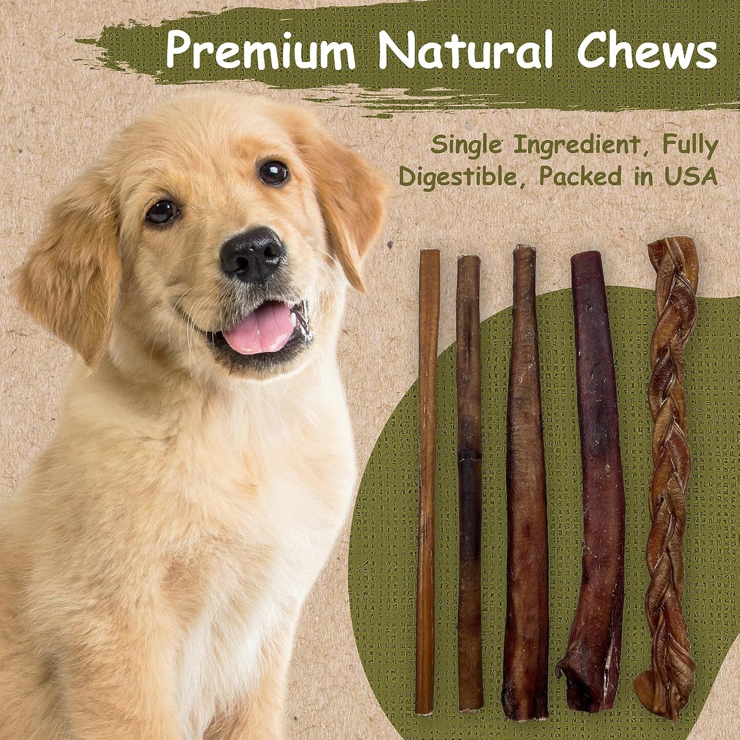 All natural roasted beef dog chew sticks for healthy teeth and gums