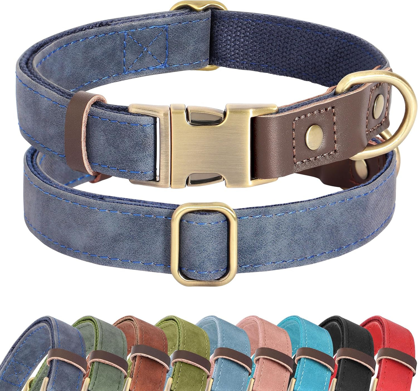 Didog Soft PU Leather Dog Collars for Small Dogs,Classic Adjustable Dog Collars with Quick Release Metal Buckle,Easy Clean and Comfortable with Nylon Lining,Green,S Neck 11-15" - Image 11