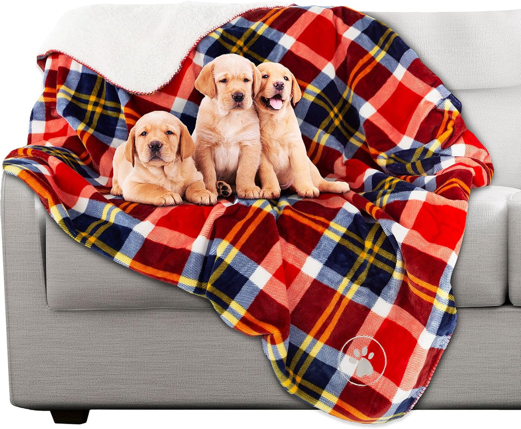 Machine washable pet throw being folded for travel and crate lining