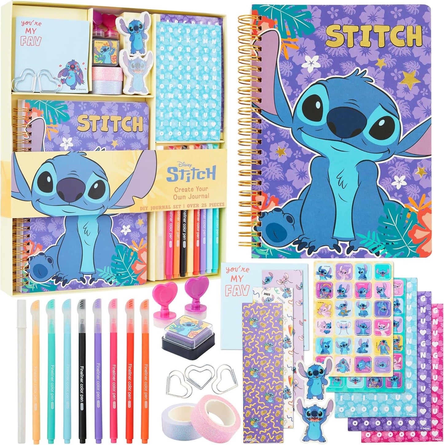 Get Trend Disney Stitch DIY Journal Kit front view with notebook and accessories
