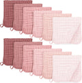 Unnivoll 12 pack muslin burp cloths in gradient pink front view