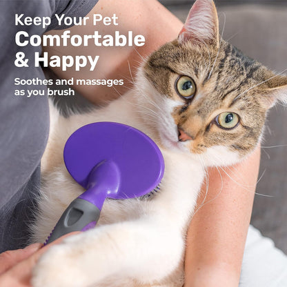 Close up view of the durable construction of the Hertzko cat brush
