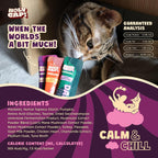 Five individual squeezable tubes of Holy Cap Calm and Chill cat treats
