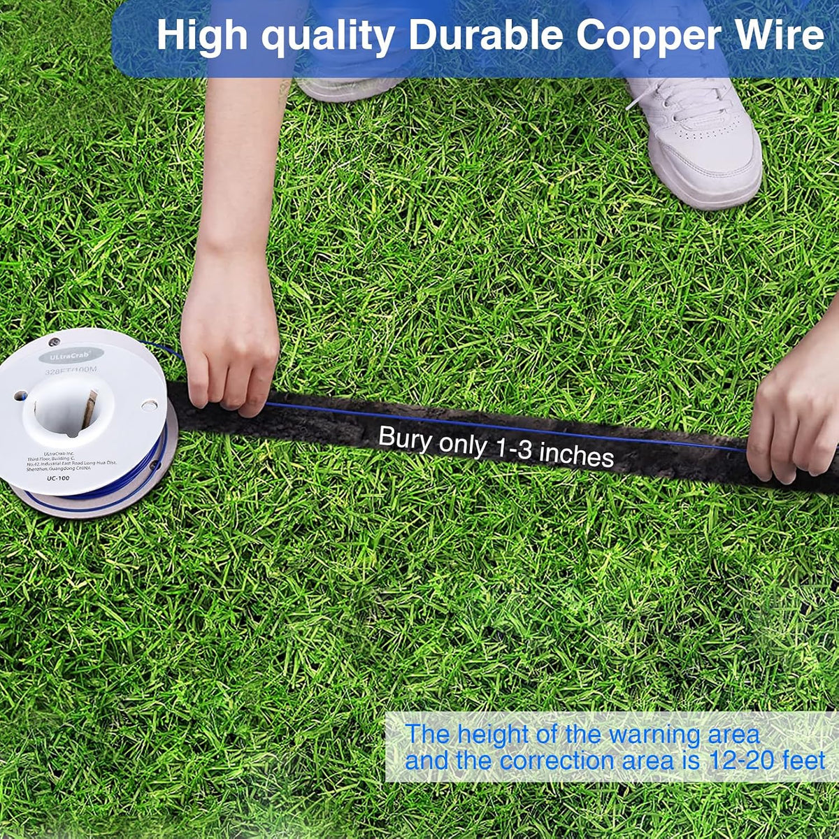 Underground electric dog fence system boundary wire and training flags layout