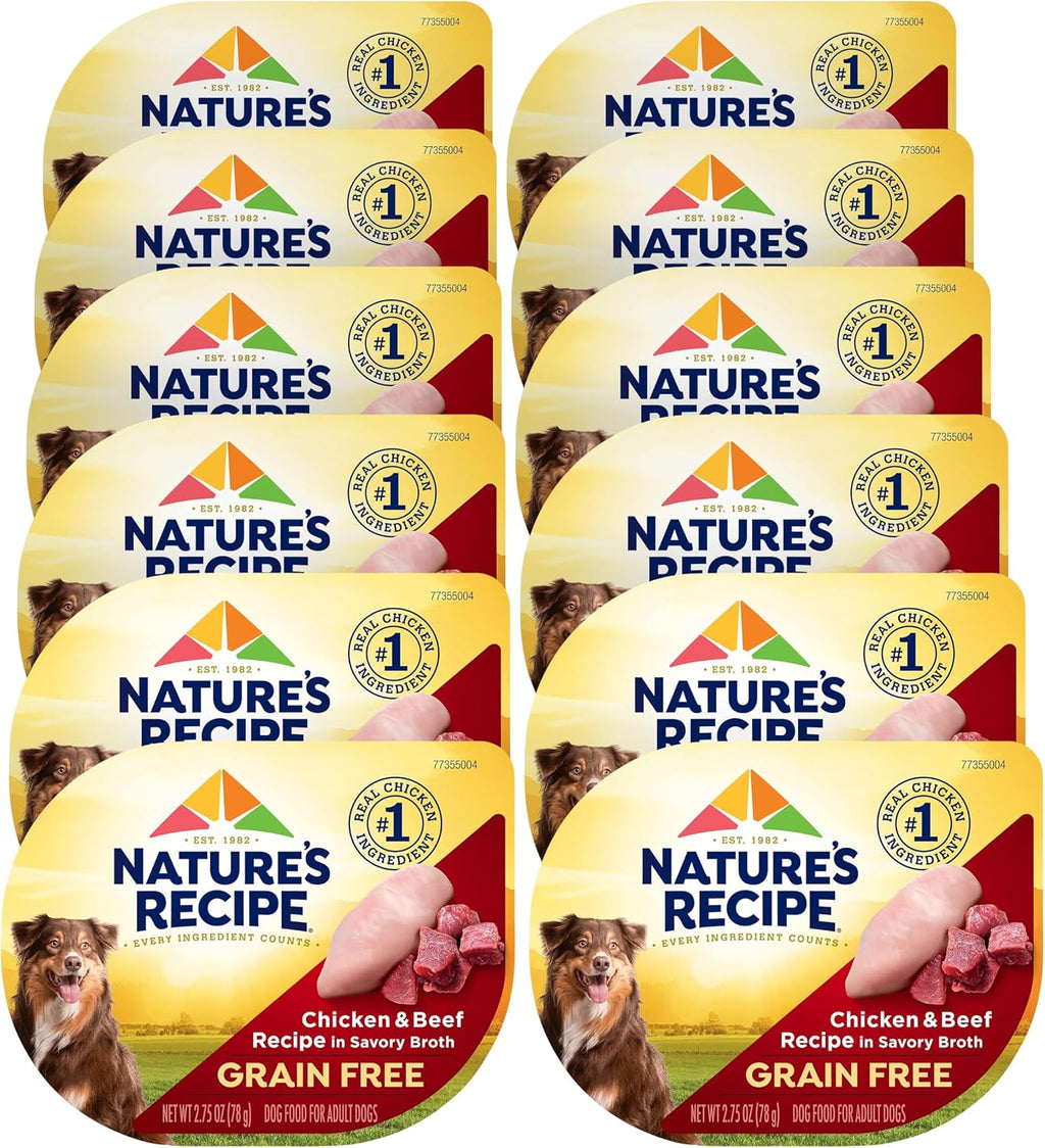 Nature's Recipe Grain Free Wet Dog Food Variety Pack, Chicken Recipes with Beef, Turkey & Lamb in Savory Broth, 2.75 oz. Cups (Pack of 12), 2 Count - Image 10