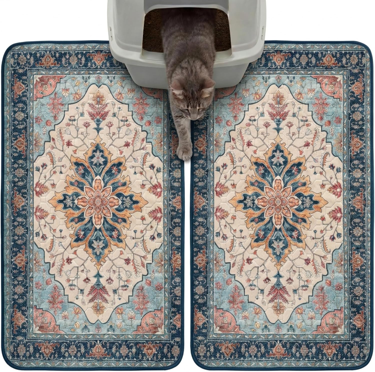 Hompet cat litter mat two pack front view trapping mat for indoor floors