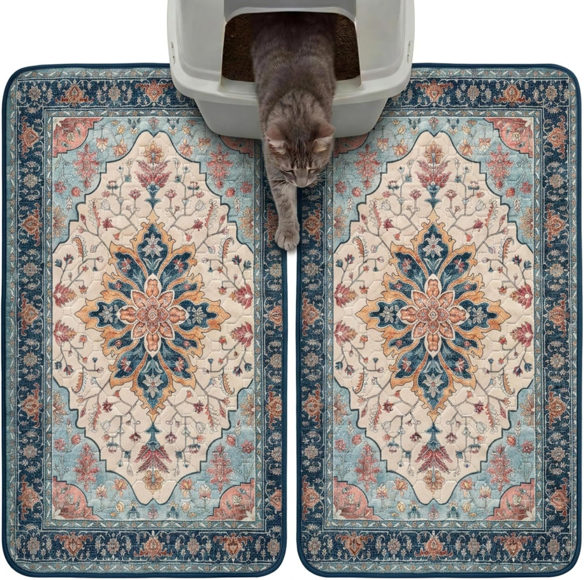 Hompet cat litter mat two pack front view trapping mat for indoor floors