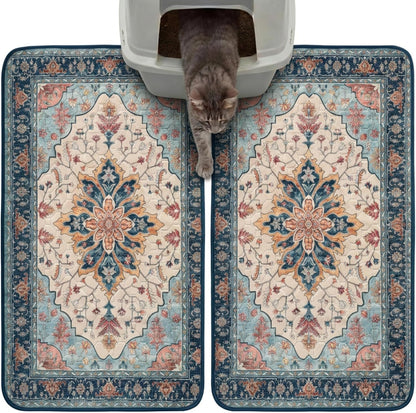 Hompet cat litter mat two pack front view trapping mat for indoor floors