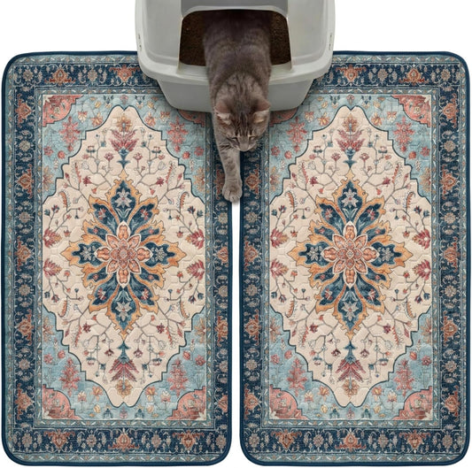 Hompet cat litter mat two pack front view trapping mat for indoor floors