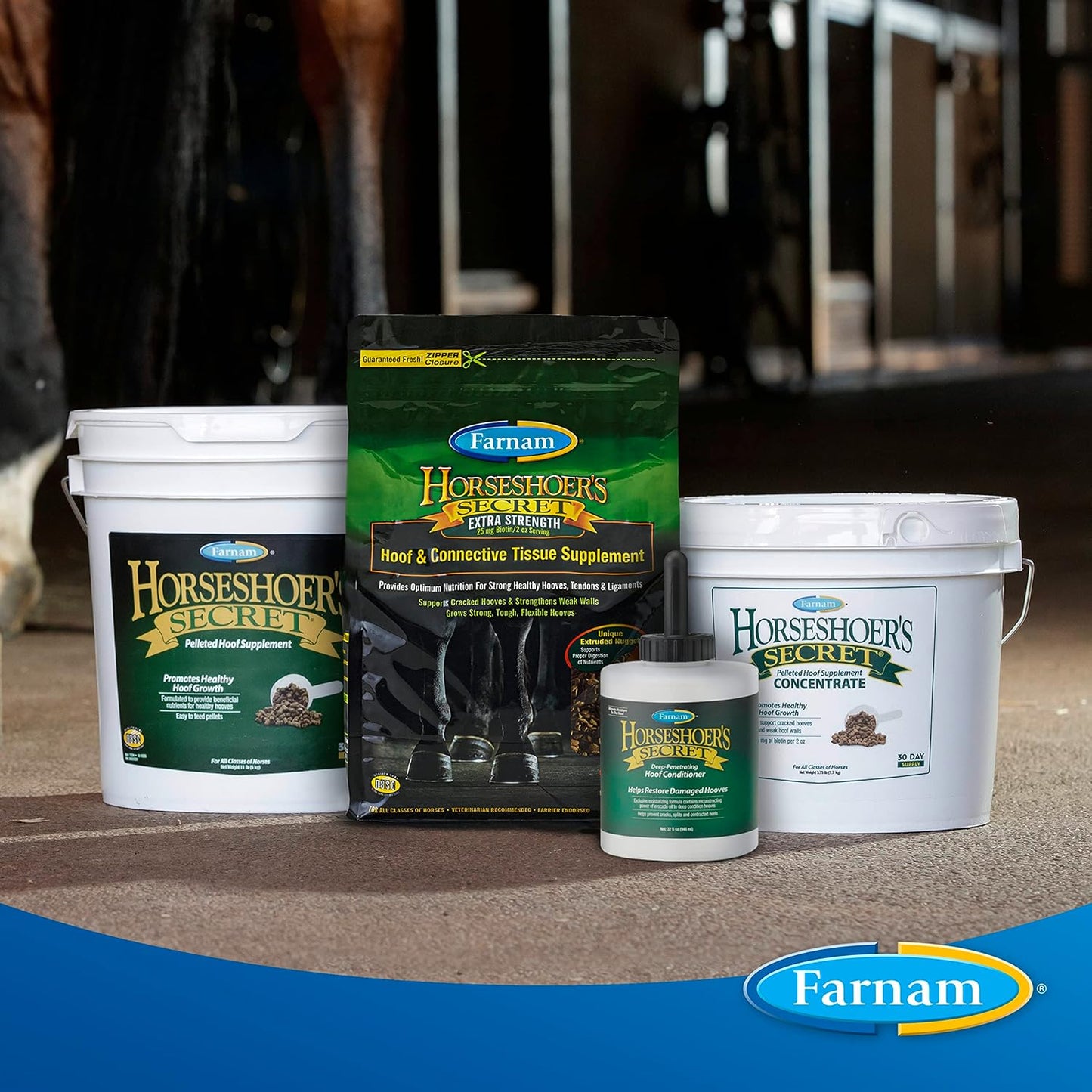 Farnam equine hoof care treatment for barefoot and performance horses.