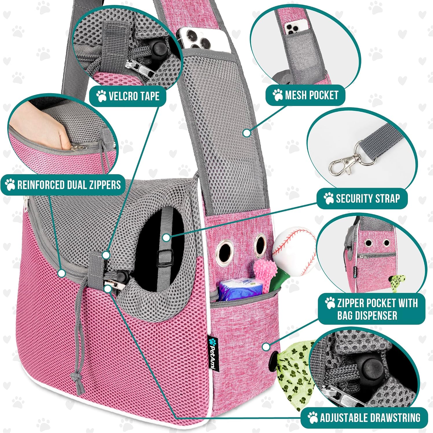PetAmi dog carrier with padded shoulder strap for comfort