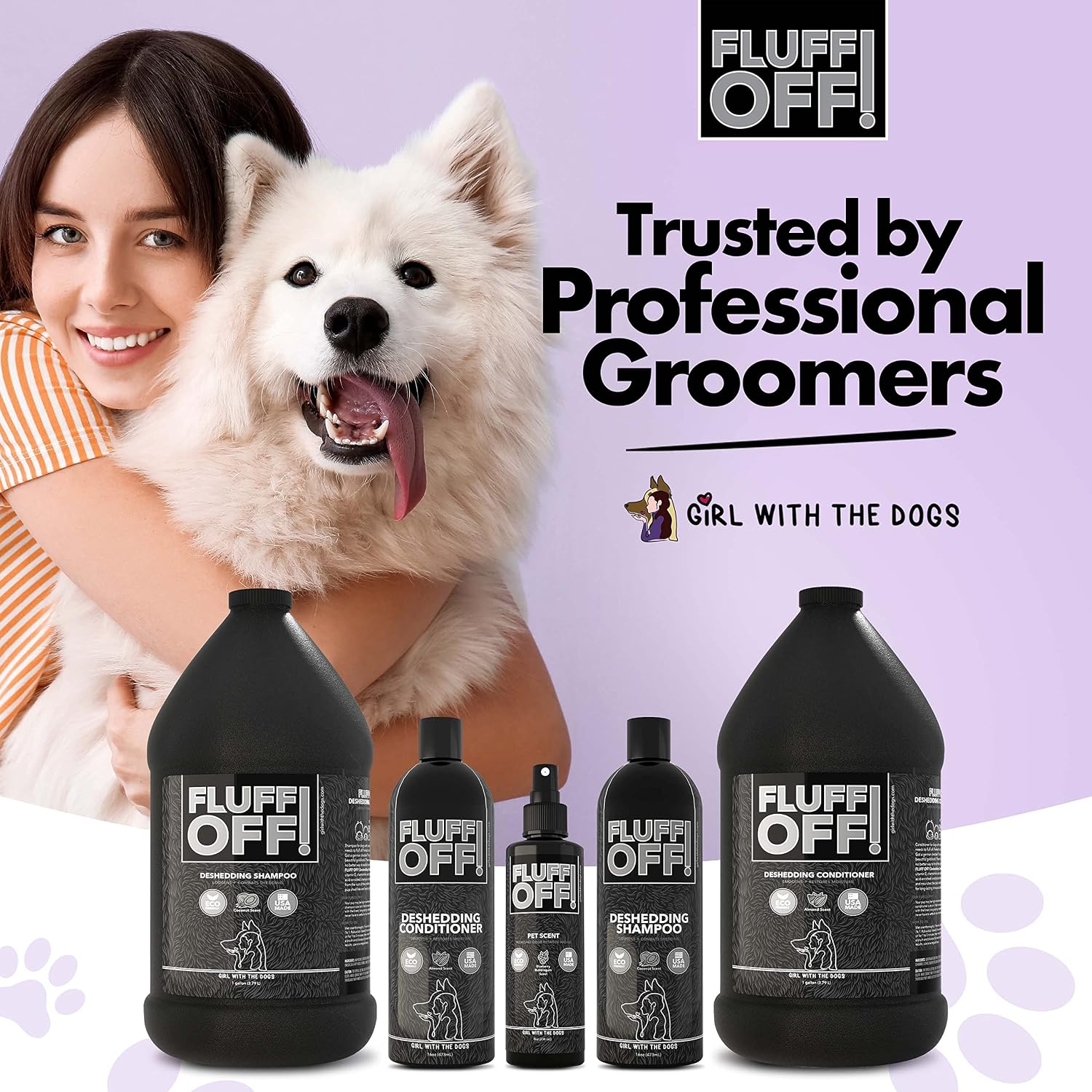 FLUFF OFF by Girl With The Dogs premium blueberry bubblegum scented pet mist
