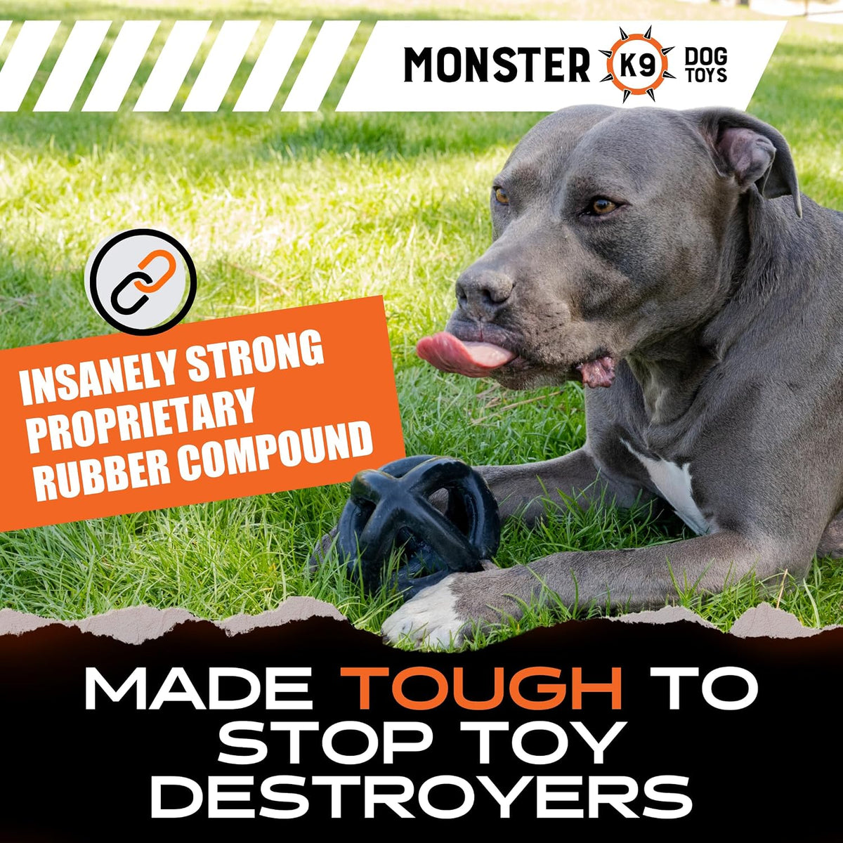 Black VULCRON rubber dog toy for large breeds