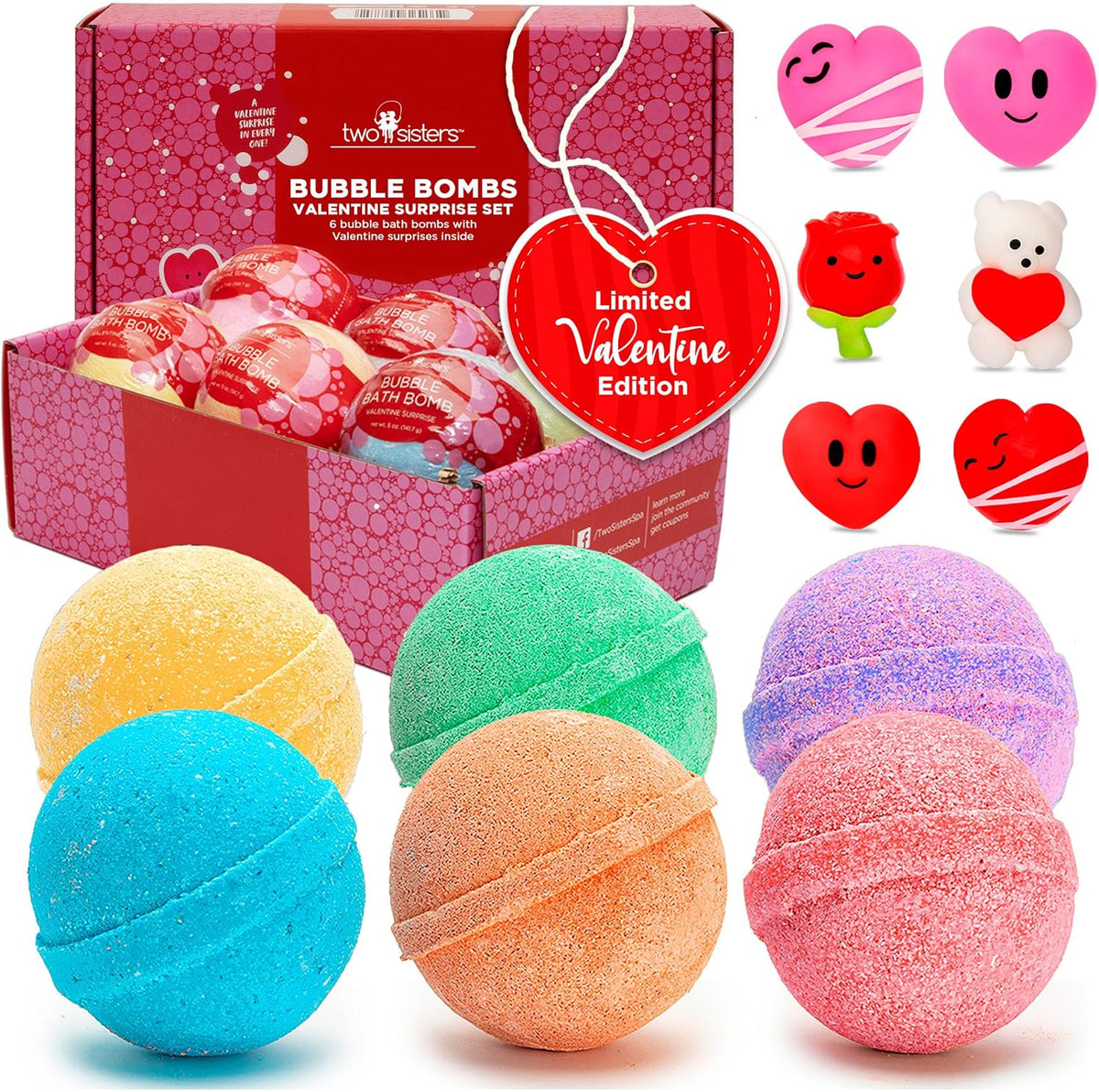 Two Sisters Valentines Bath Bombs 6-pack front box view
