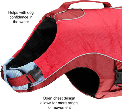 Top view of Kurgo canine flotation vest highlighting dual rescue handles