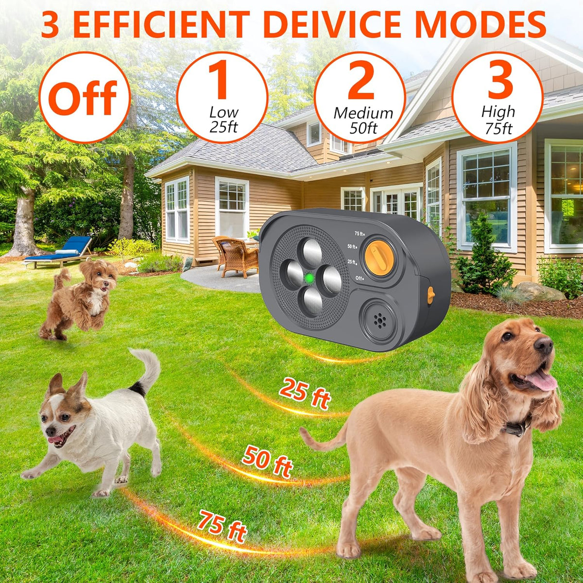 Close up of ultrasonic barking deterrent buttons