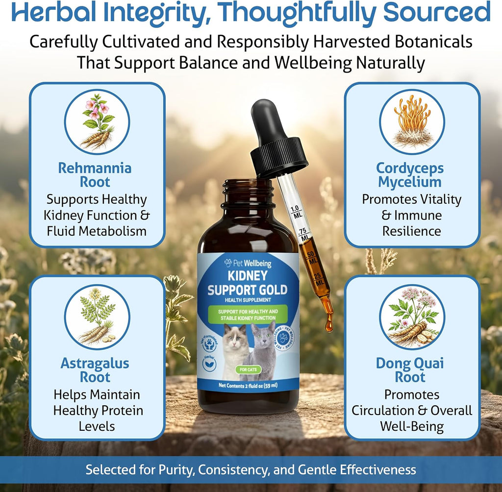 Pet Wellbeing feline kidney health supplement dropper view