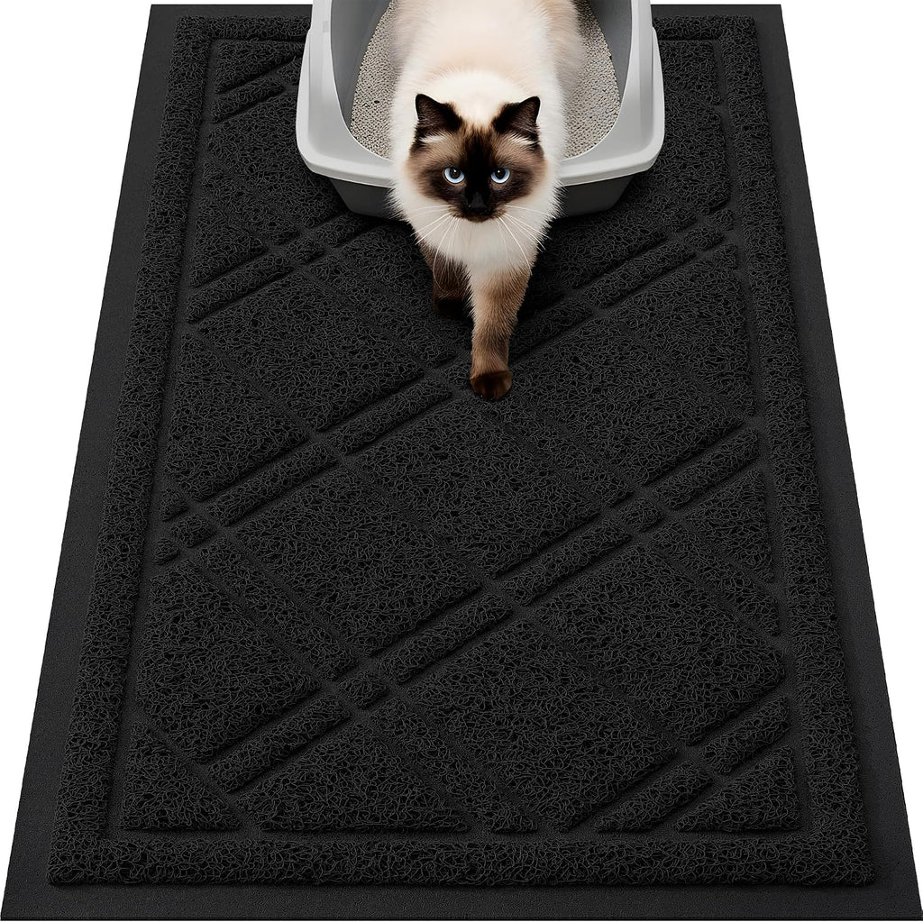Smiry Cat Litter Box Mat 30x17, Non-Slip Water Resistant Litter Trapping Mat, Easy Clean Less Waste and Urine-Locking Cat Carpet for Indoor, Grey - Image 12