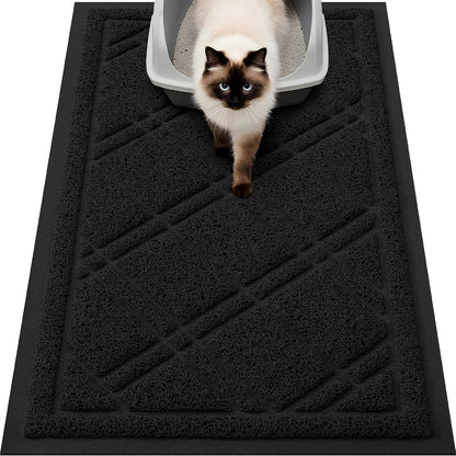 Smiry Cat Litter Box Mat 30x17, Non-Slip Water Resistant Litter Trapping Mat, Easy Clean Less Waste and Urine-Locking Cat Carpet for Indoor, Grey - Image 12
