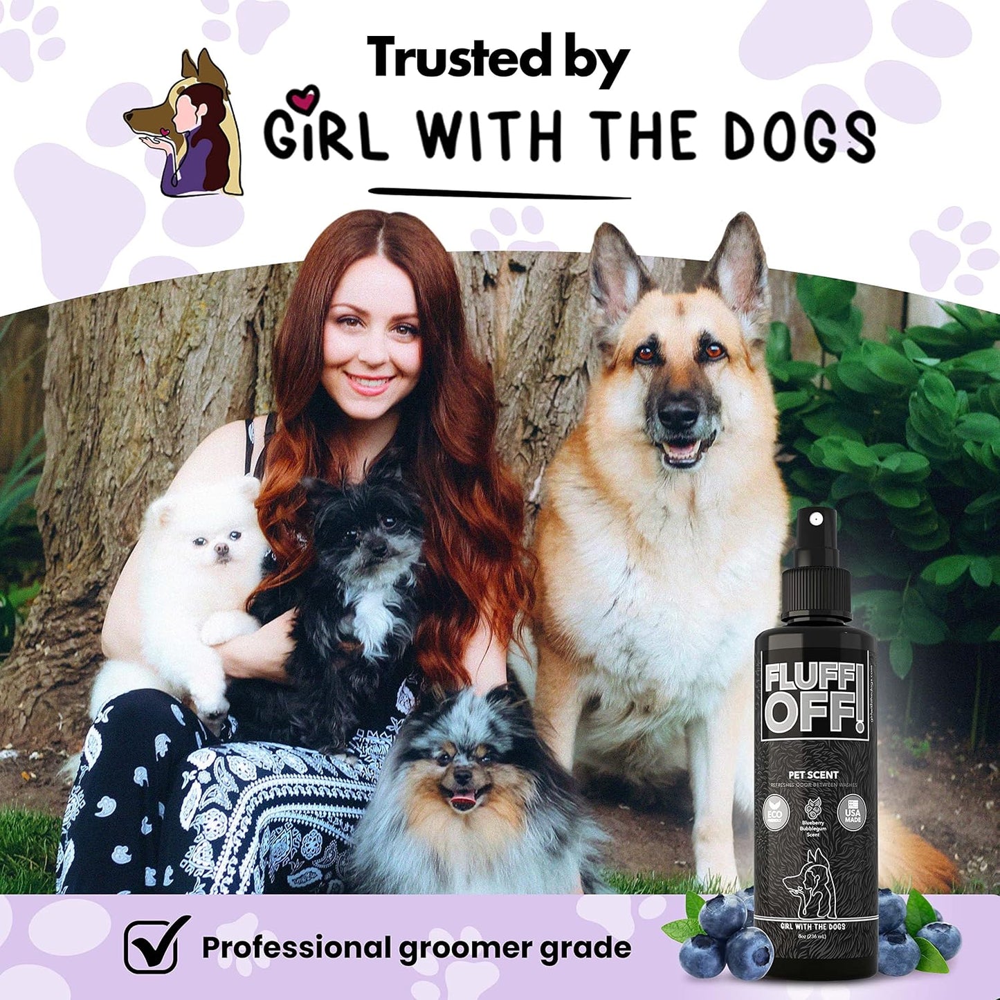 Girl With The Dogs FLUFF OFF deodorizing pet spray for dogs and cats