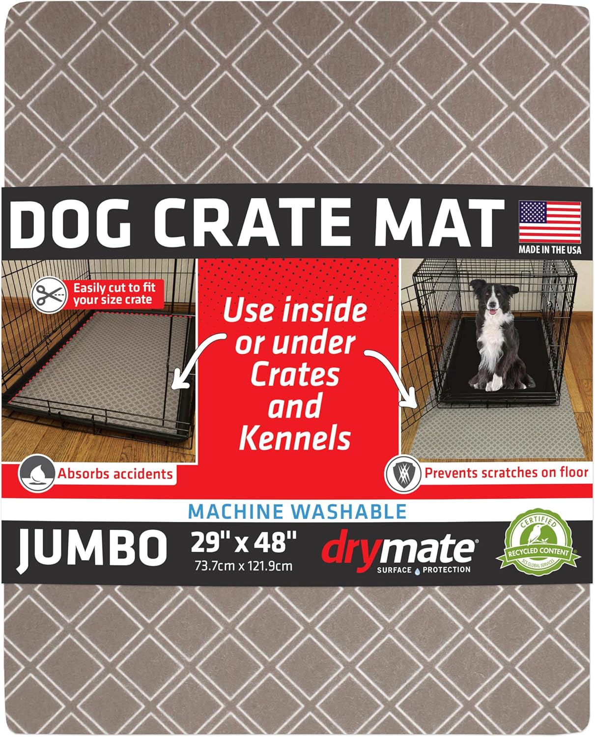 Drymate Premium Dog Crate Mat Liner, Absorbent, Waterproof, Non-Slip, Washable Puppy Pee Pad for Kennel Training - Use Under Pet Cage to Protect Floors, Cut to Fit Design (USA Made) (Dgrey)(30"x45") - Image 14