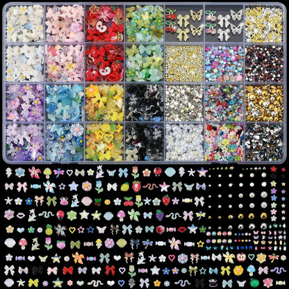 OPMADM 9000 pieces 3D nail charms and gems kit in storage box