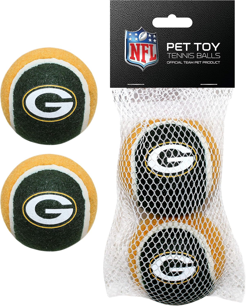 Pets First New England Patriots dog tennis balls side angle