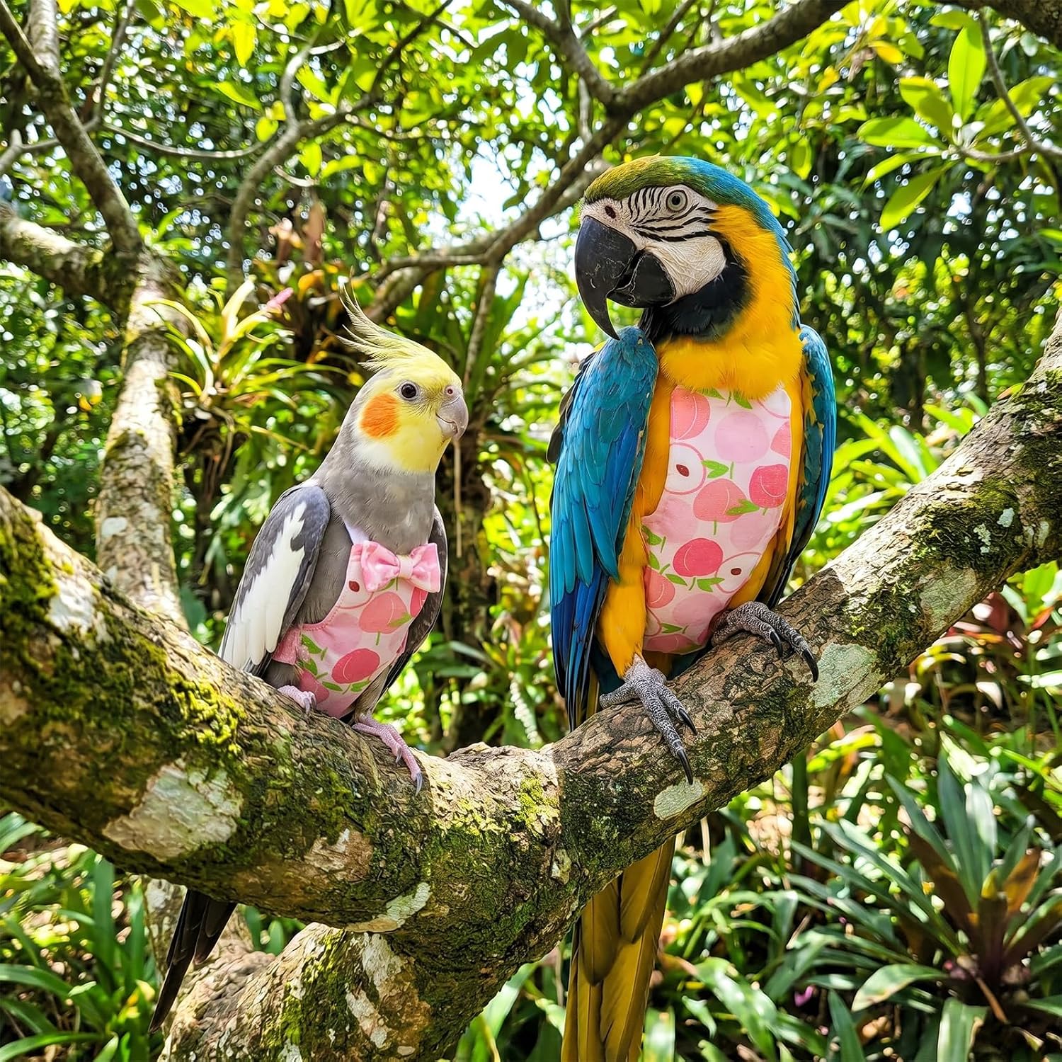 LXUEJIE 4 pack bird nappies demonstrating the premium fruit pattern collection with elegant ties