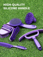 Full set of nine equine grooming tools and brushes