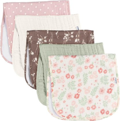 Gerber baby muslin burp cloths 5-pack front view
